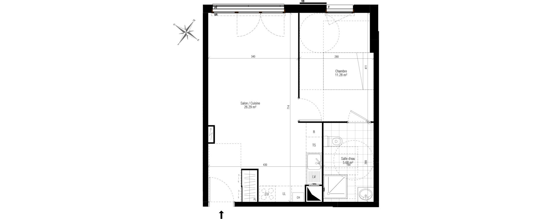 Appartement T2 de 43,26 m2 aux Pavillons-Sous-Bois Centre