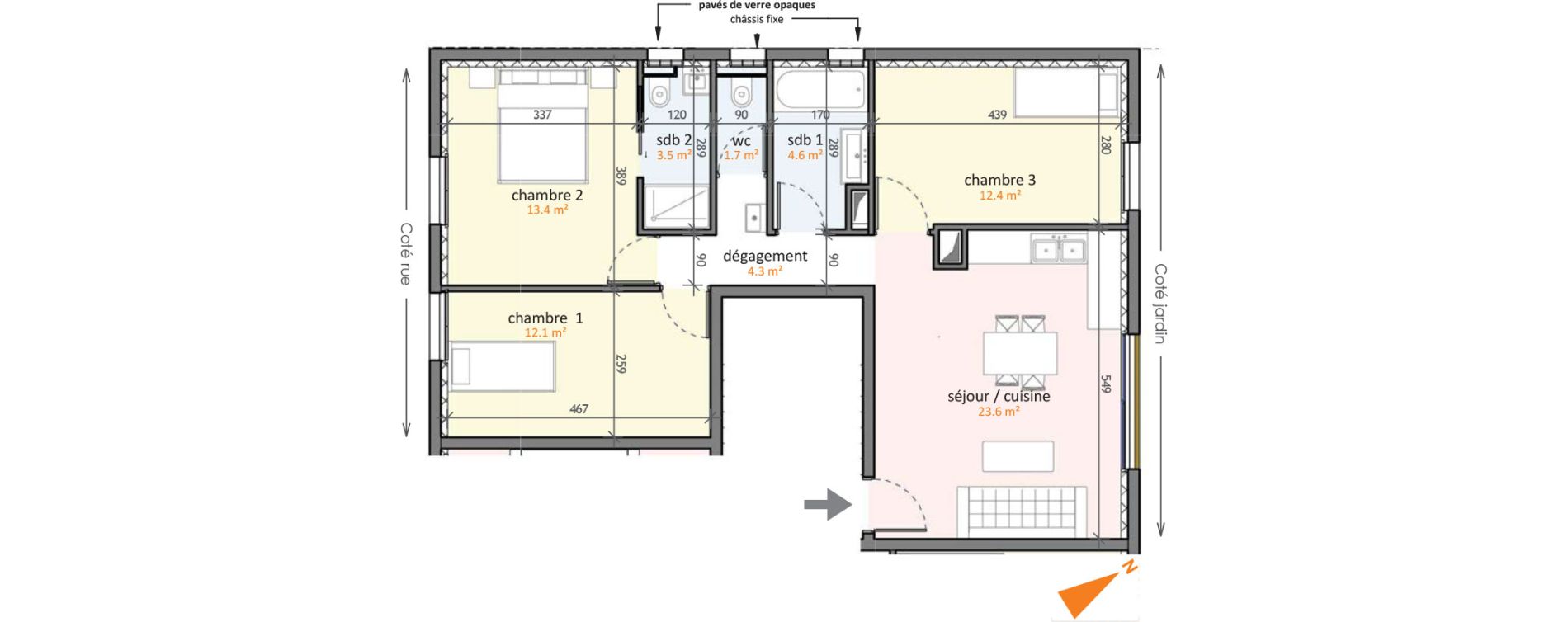 Appartement T4 de 75,60 m2 aux Pavillons-Sous-Bois Centre