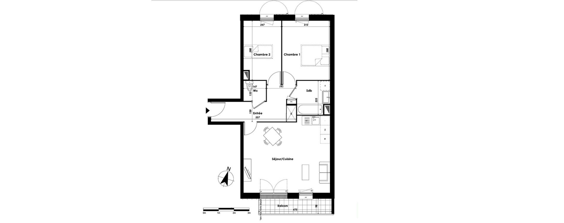 Appartement T3 de 64,59 m2 &agrave; Livry-Gargan Centre