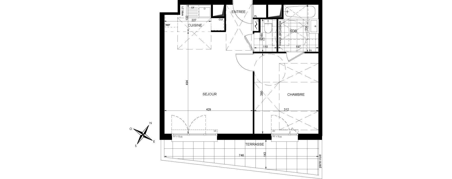 Appartement T2 de 44,43 m2 &agrave; Livry-Gargan Centre