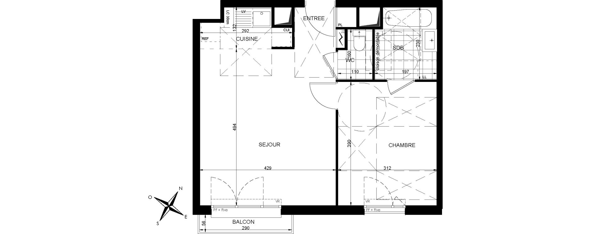 Appartement T2 de 44,44 m2 &agrave; Livry-Gargan Centre