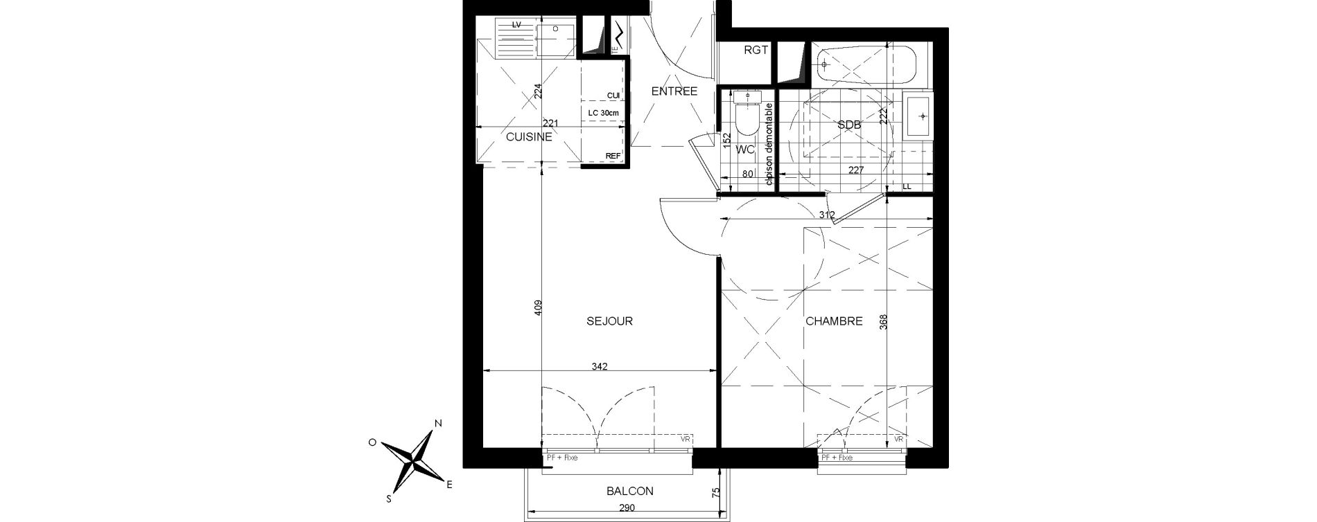 Appartement T2 de 39,24 m2 &agrave; Livry-Gargan Centre