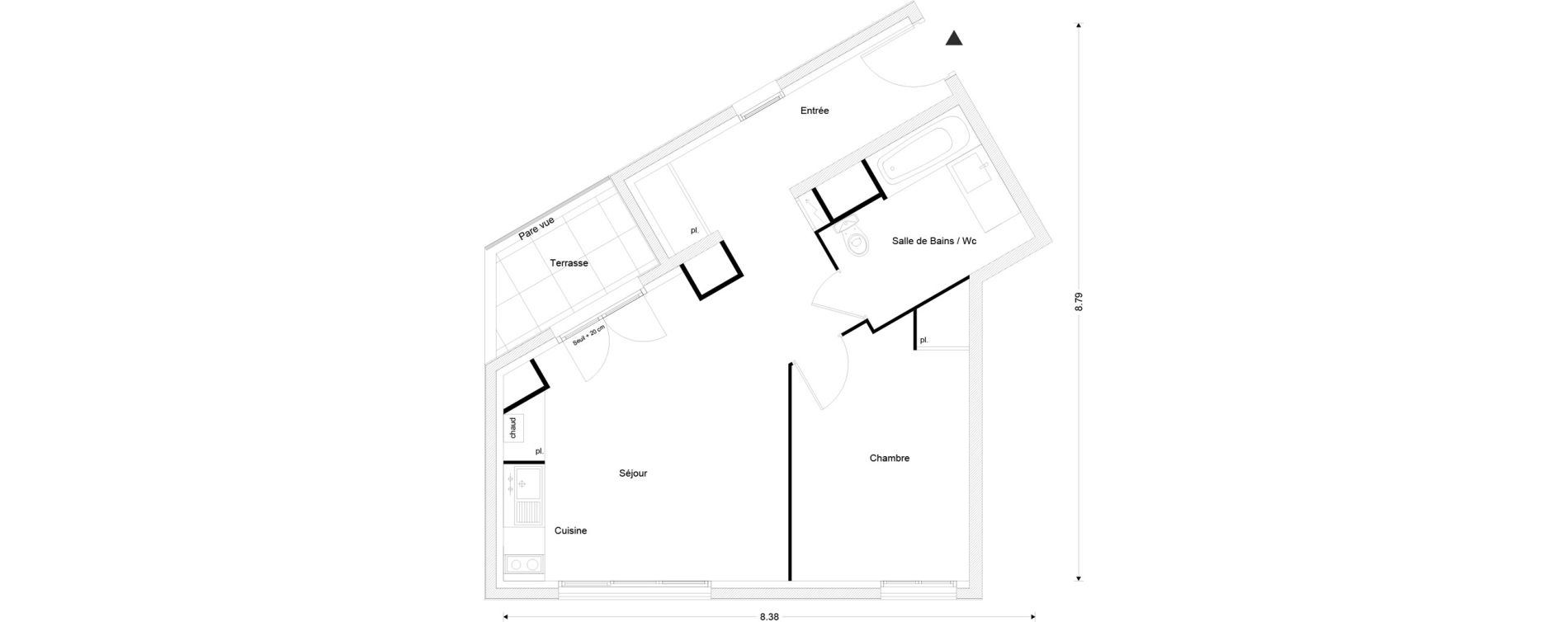 Appartement T2 de 45,69 m2 &agrave; Livry-Gargan Centre