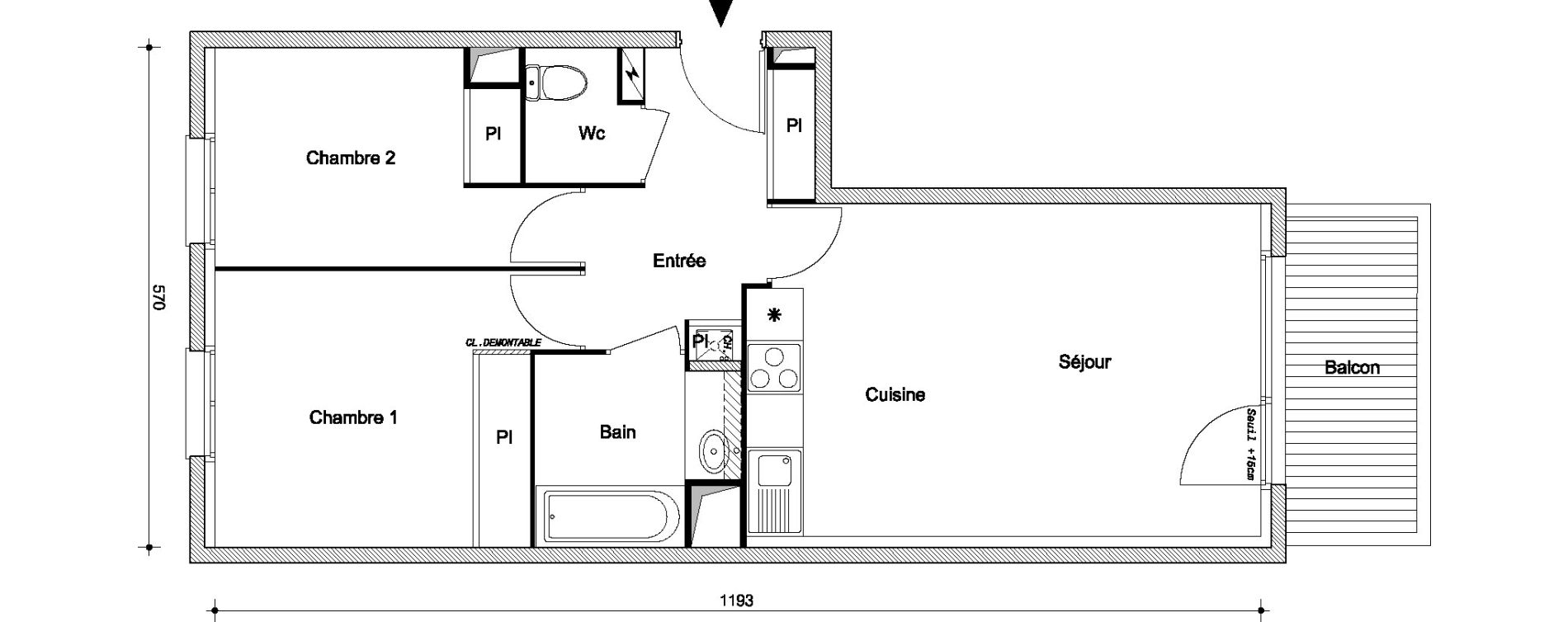 Appartement T3 de 56,10 m2 &agrave; Livry-Gargan Centre