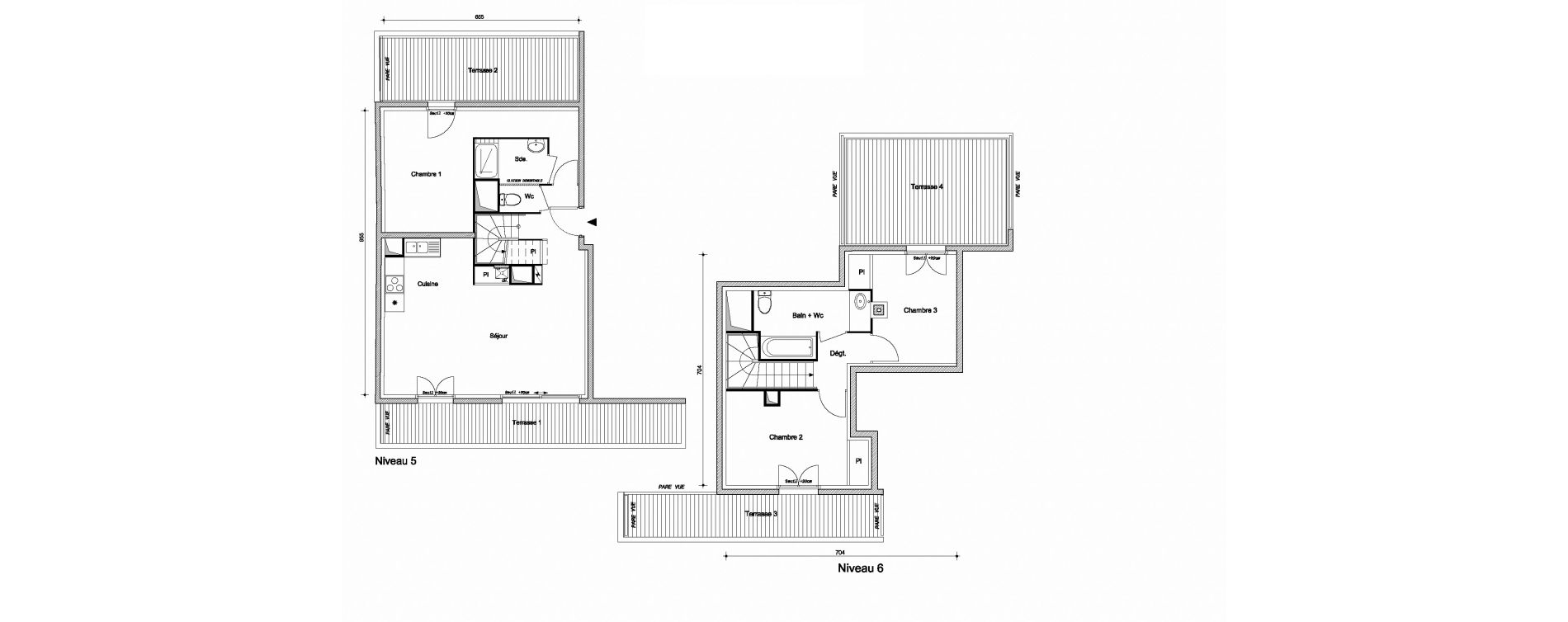 Duplex T4 de 84,80 m2 &agrave; Livry-Gargan Centre