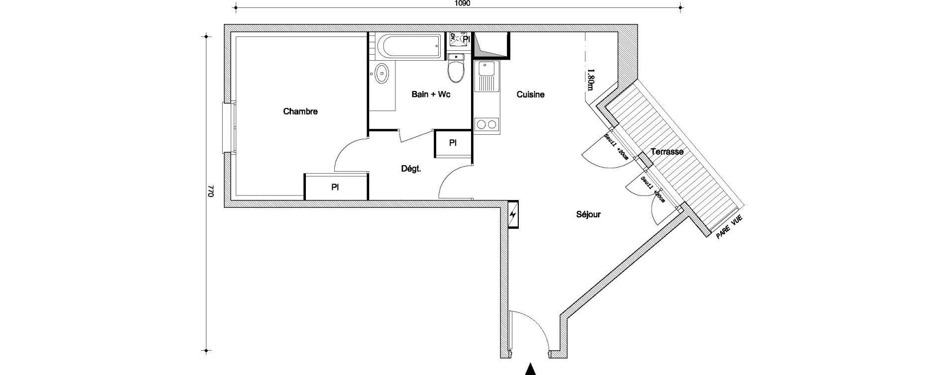 Appartement T2 de 45,20 m2 &agrave; Livry-Gargan Centre