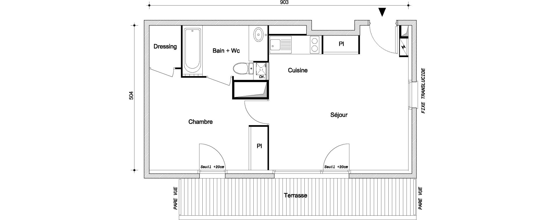 Appartement T2 de 42,55 m2 &agrave; Livry-Gargan Centre