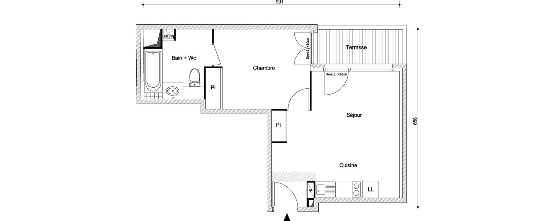 Appartement T2 de 40,90 m2 &agrave; Livry-Gargan Centre