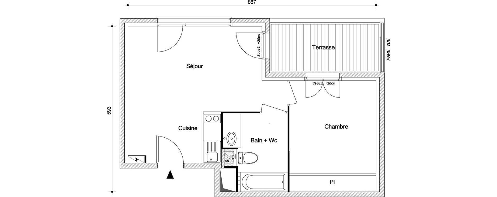Appartement T2 de 40,15 m2 &agrave; Livry-Gargan Centre