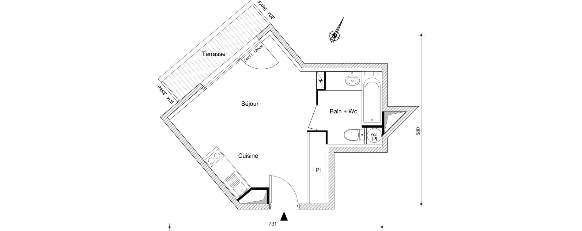Appartement T1 de 24,85 m2 &agrave; Livry-Gargan Centre
