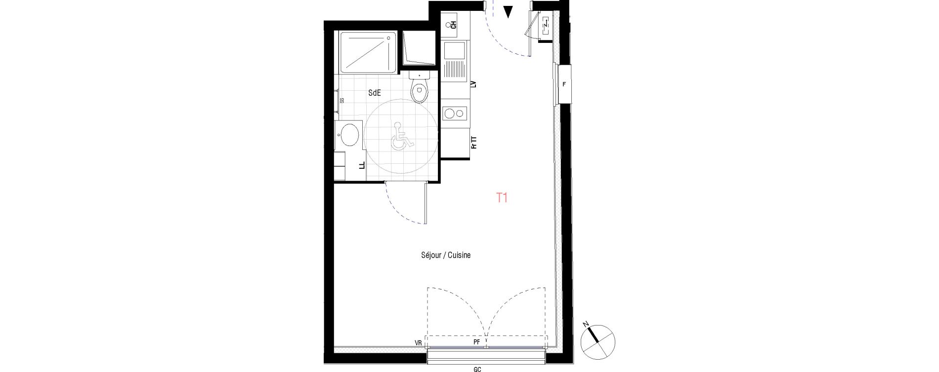 Appartement T1 de 28,96 m2 &agrave; Livry-Gargan L'abbaye