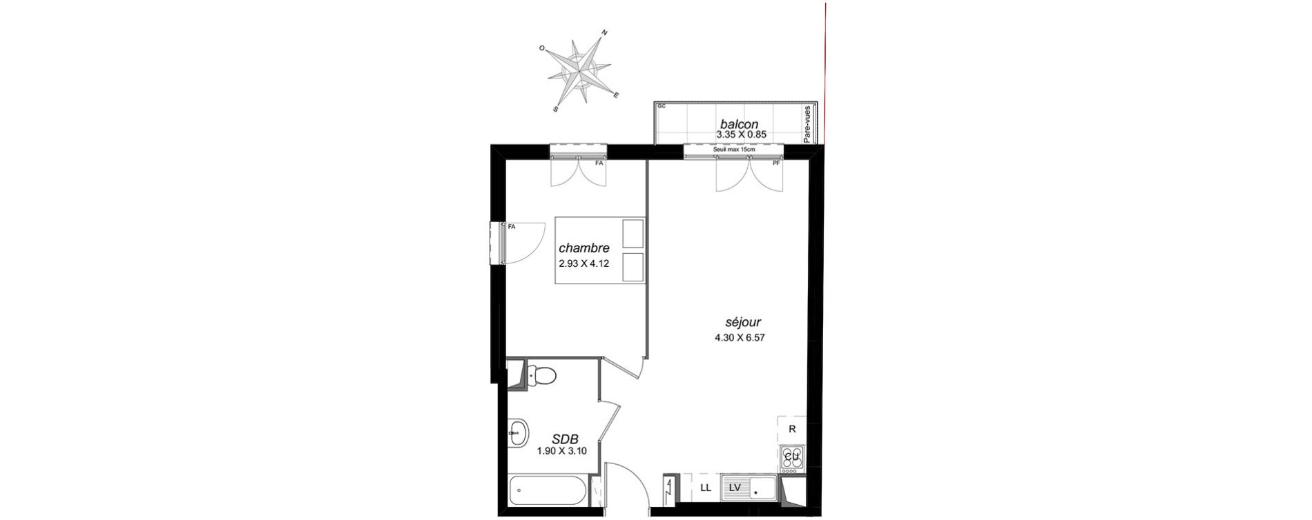 Appartement T2 de 44,18 m2 à Livry-Gargan Centre
