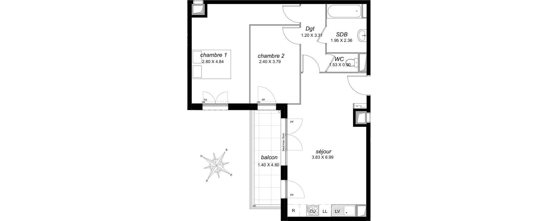 Appartement T3 de 59,16 m2 &agrave; Livry-Gargan Centre