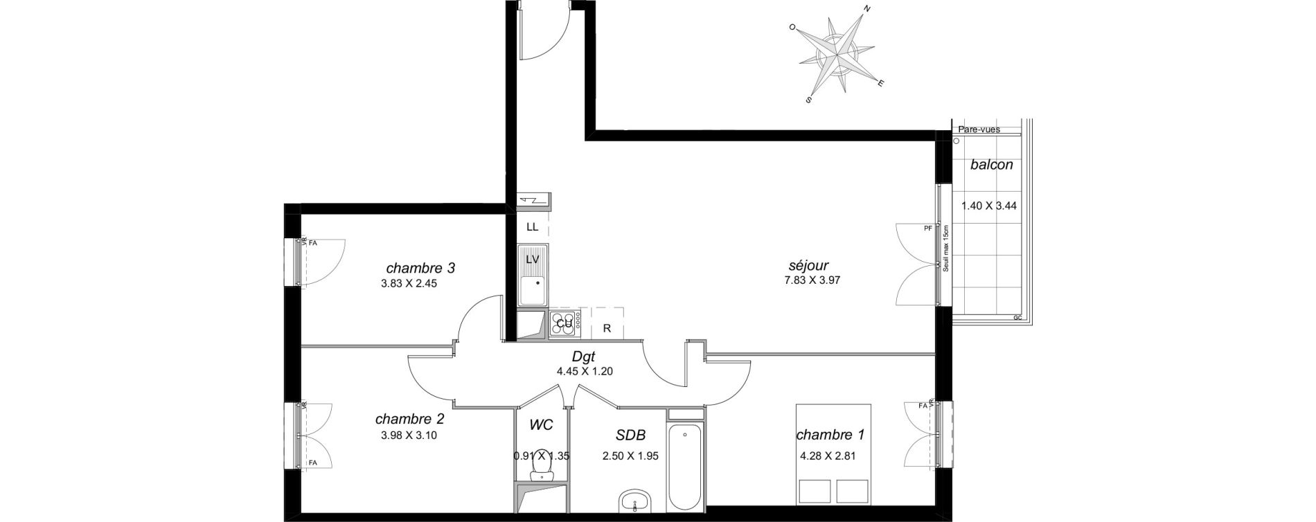 Appartement T4 de 76,65 m2 &agrave; Livry-Gargan Centre