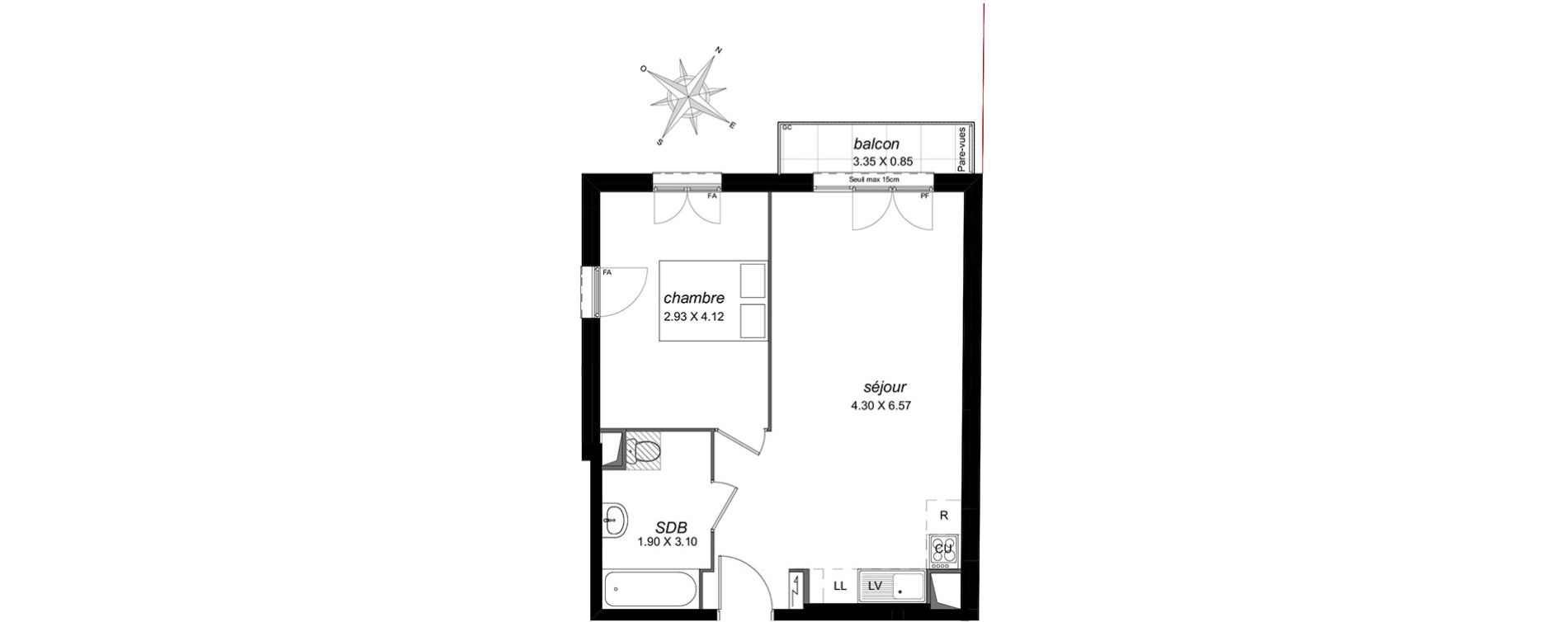 Appartement T2 de 44,18 m2 &agrave; Livry-Gargan Centre