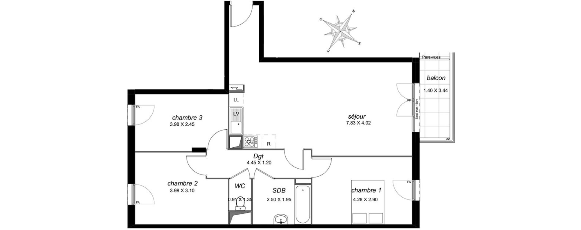 Appartement T4 de 77,52 m2 &agrave; Livry-Gargan Centre