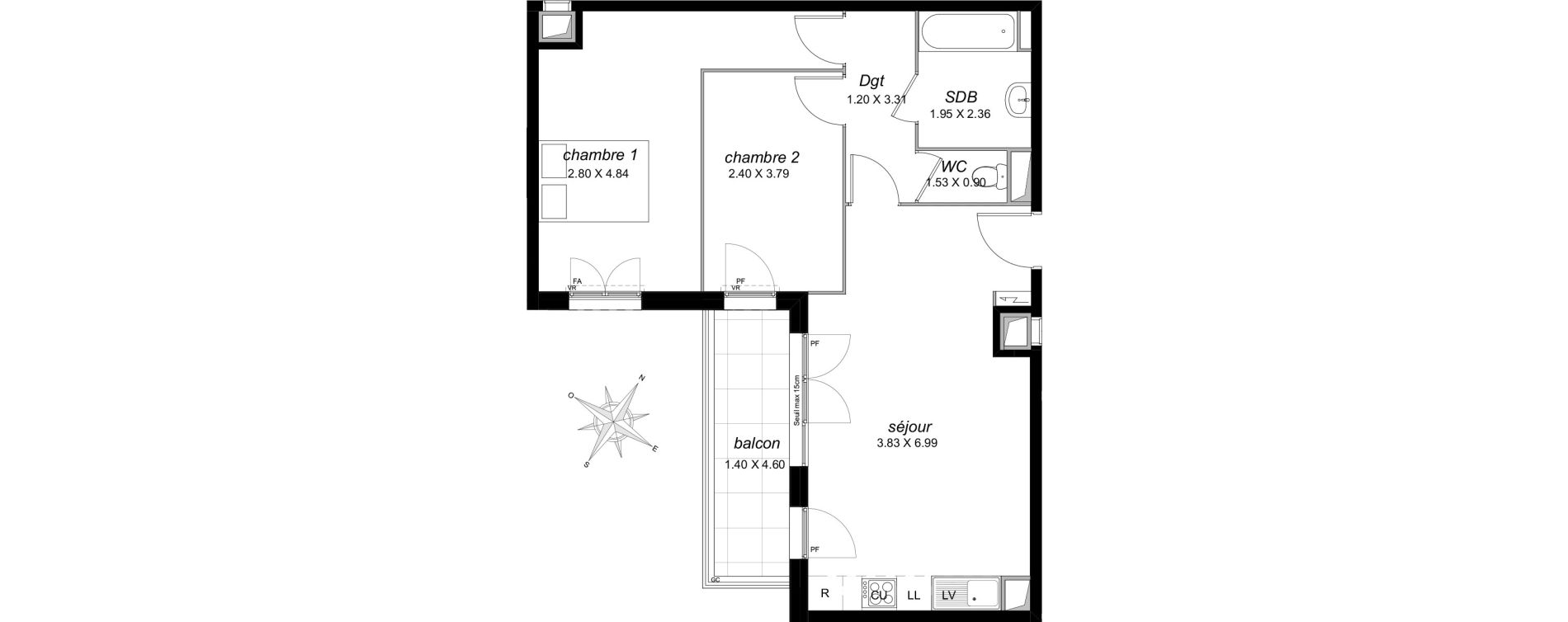 Appartement T3 de 59,16 m2 &agrave; Livry-Gargan Centre