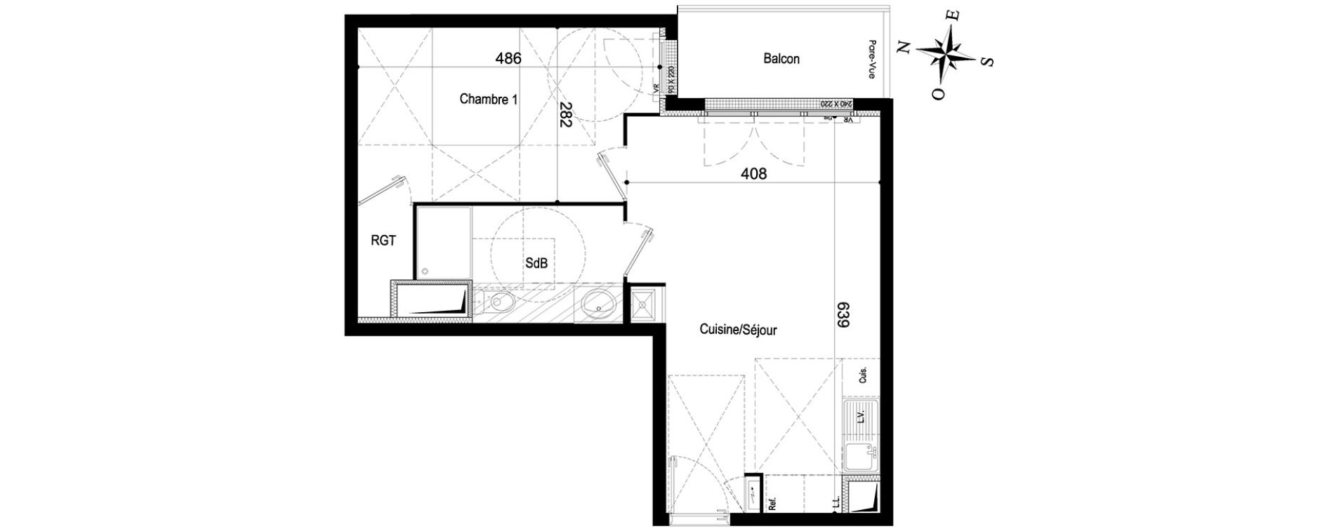 Appartement T2 de 43,51 m2 &agrave; Livry-Gargan Centre