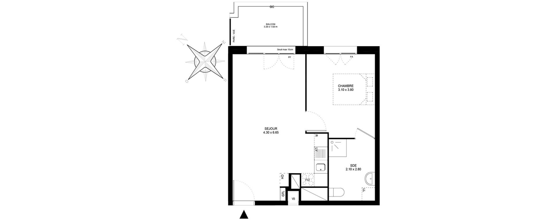 Appartement T2 de 40,60 m2 à Livry-Gargan Centre