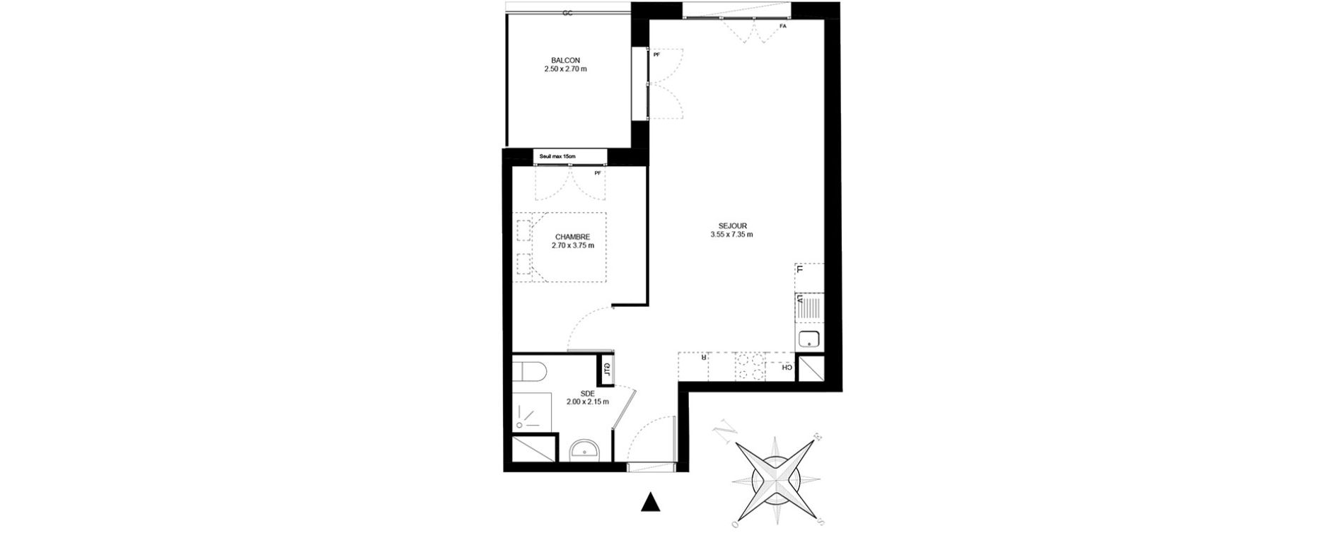 Appartement T2 de 42,70 m2 &agrave; Livry-Gargan Centre