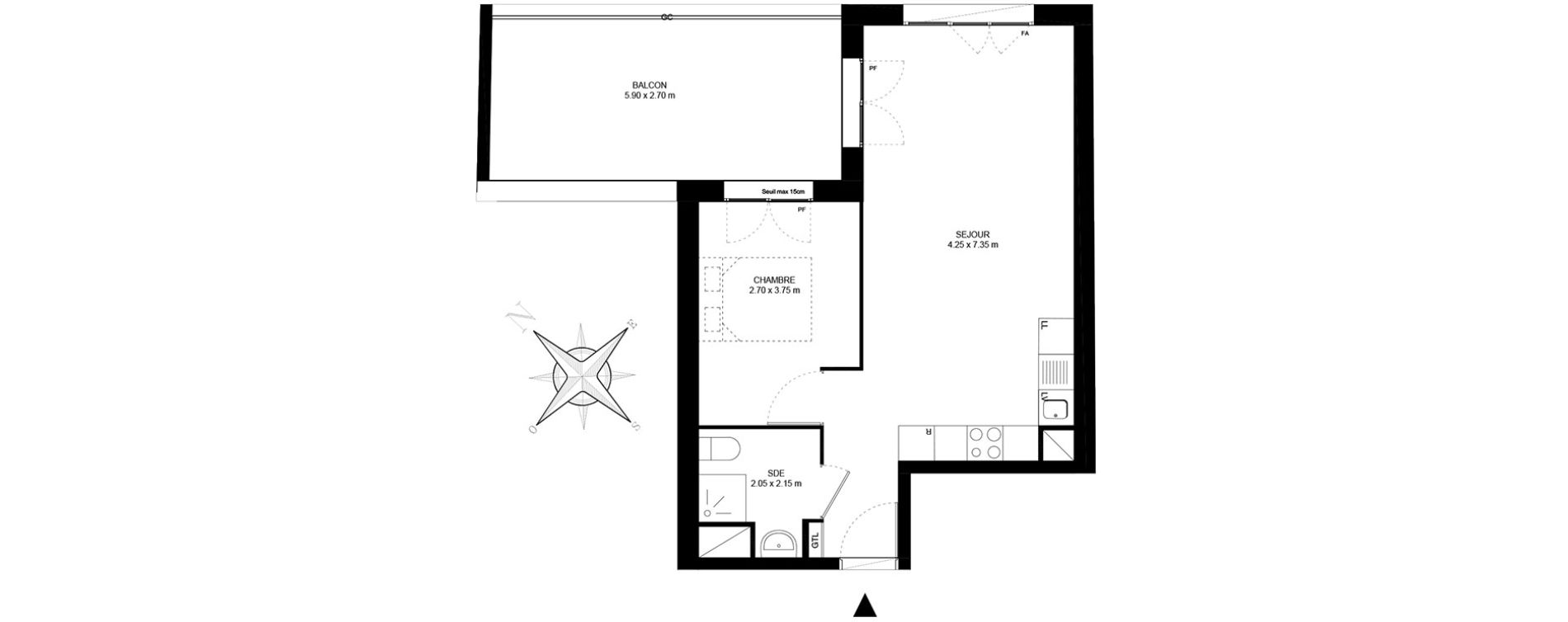 Appartement T2 de 42,00 m2 &agrave; Livry-Gargan Centre
