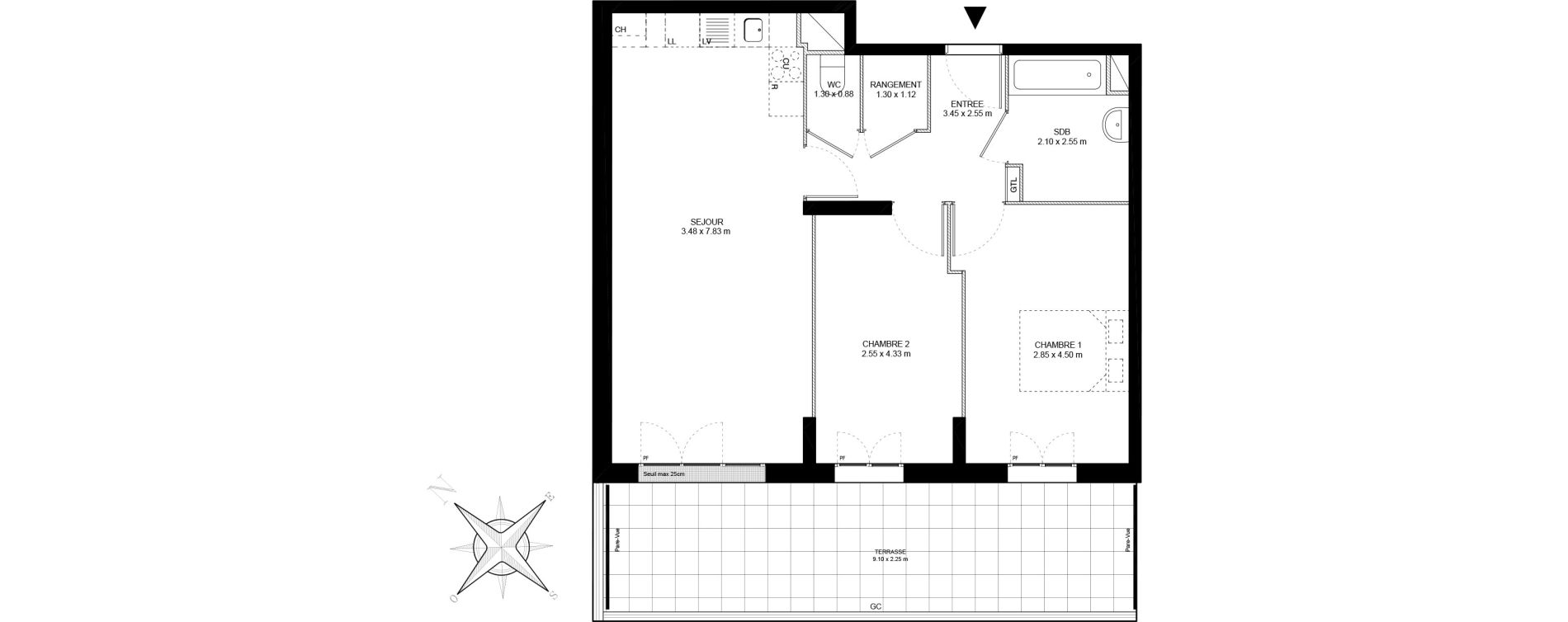 Appartement T3 de 64,00 m2 à Livry-Gargan Centre