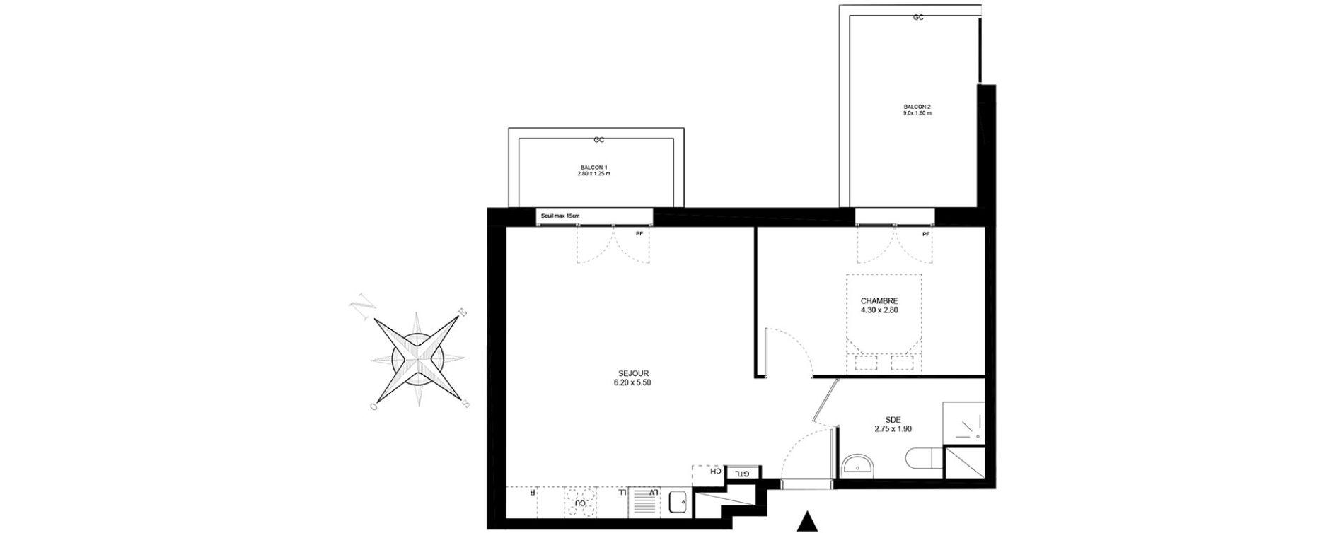 Appartement T2 de 44,30 m2 &agrave; Livry-Gargan Centre