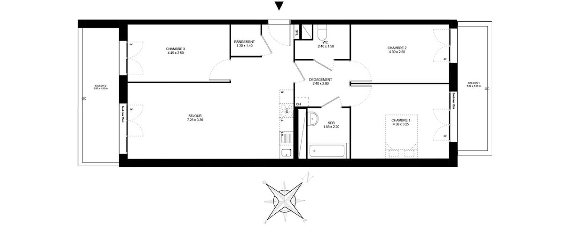 Appartement T4 de 78,60 m2 &agrave; Livry-Gargan Centre