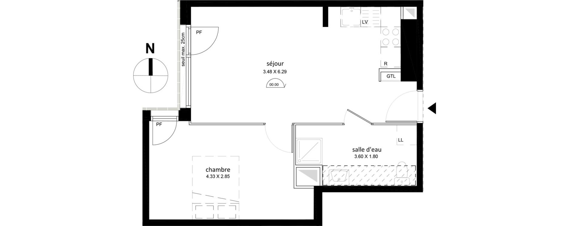 Appartement T2 de 41,21 m2 &agrave; Livry-Gargan Centre