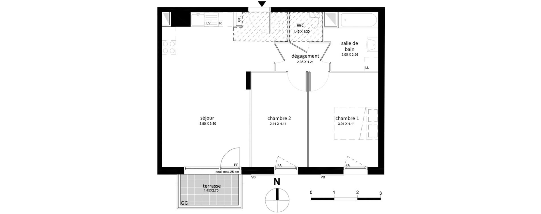 Appartement T3 de 60,18 m2 &agrave; Livry-Gargan Centre