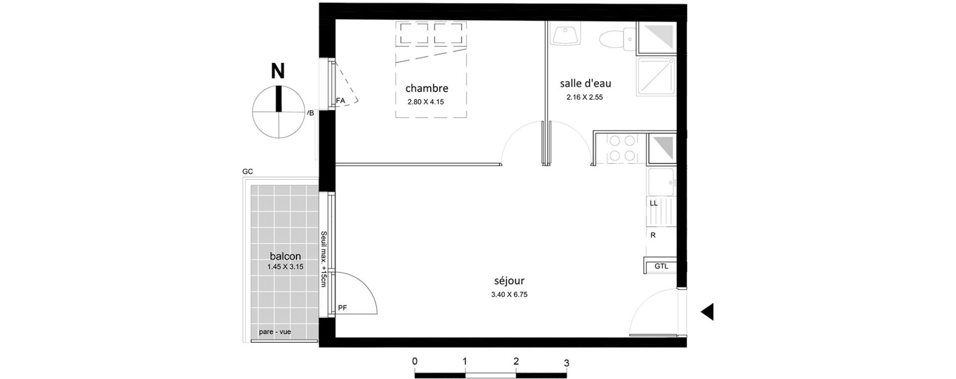 Appartement T2 de 40,72 m2 &agrave; Livry-Gargan Centre
