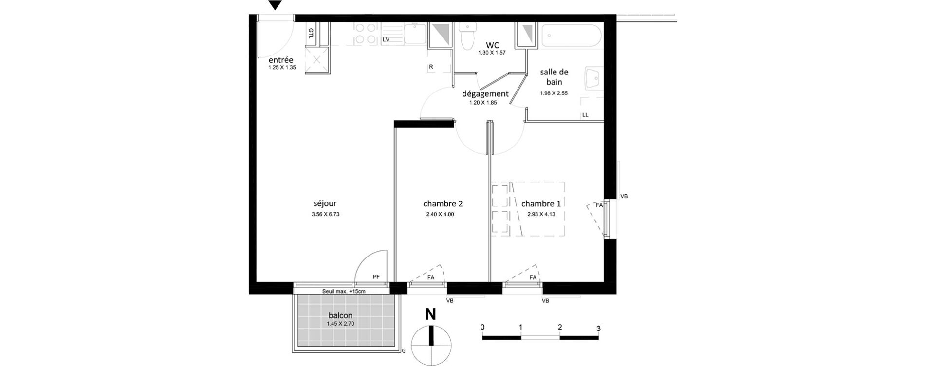 Appartement T3 de 57,75 m2 &agrave; Livry-Gargan Centre
