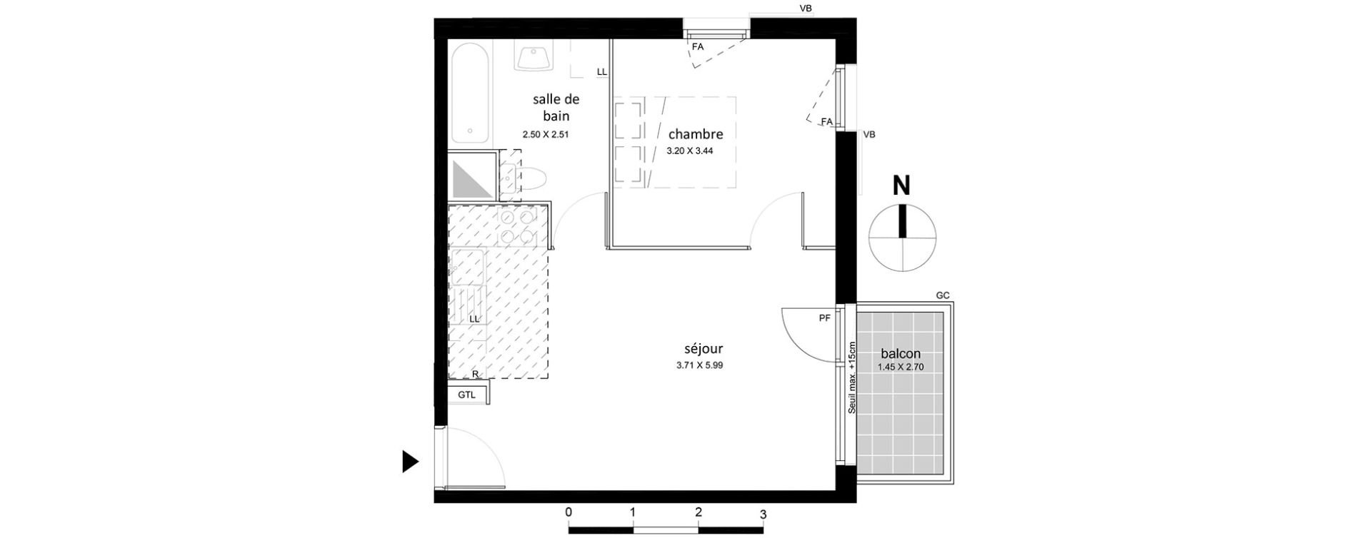 Appartement T2 de 40,56 m2 &agrave; Livry-Gargan Centre