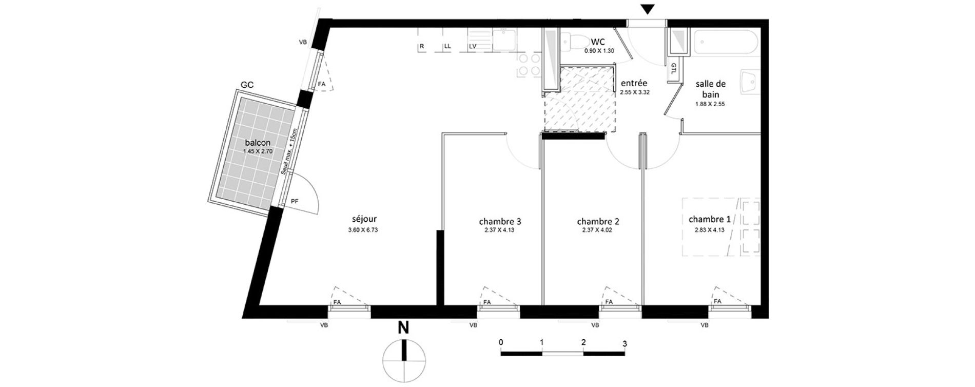 Appartement T4 de 72,93 m2 &agrave; Livry-Gargan Centre