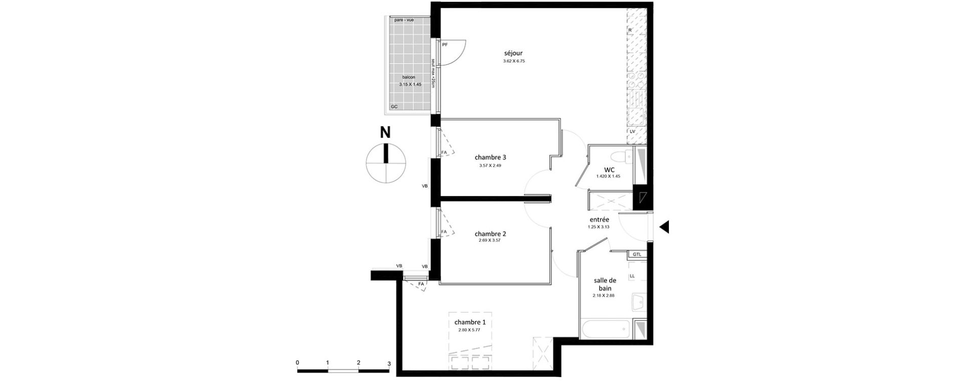 Appartement T4 de 70,26 m2 &agrave; Livry-Gargan Centre