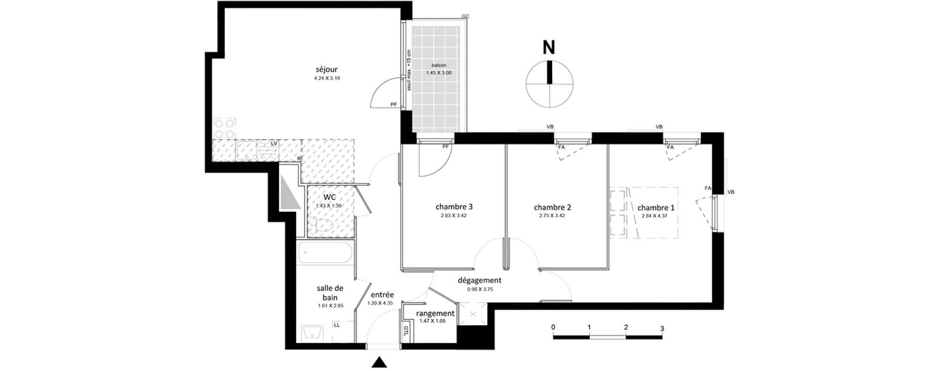 Appartement T4 de 73,36 m2 &agrave; Livry-Gargan Centre