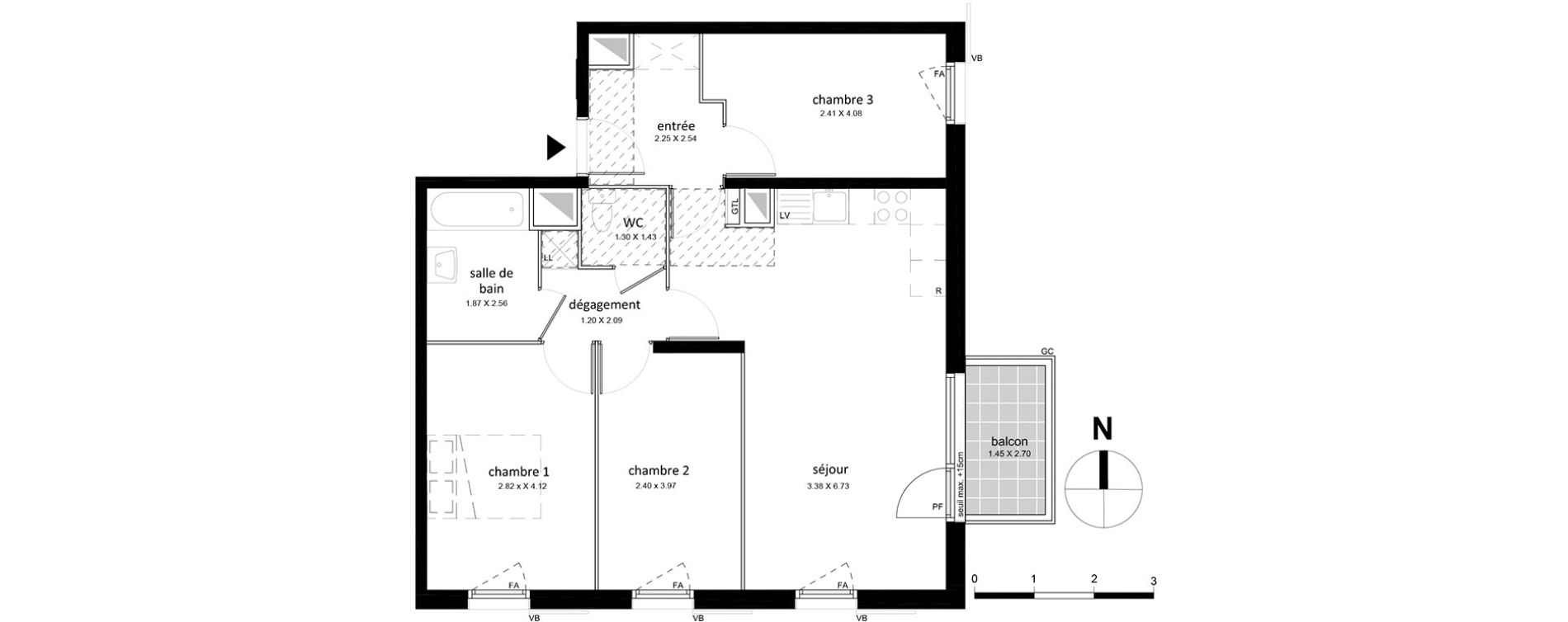 Appartement T4 de 70,10 m2 &agrave; Livry-Gargan Centre