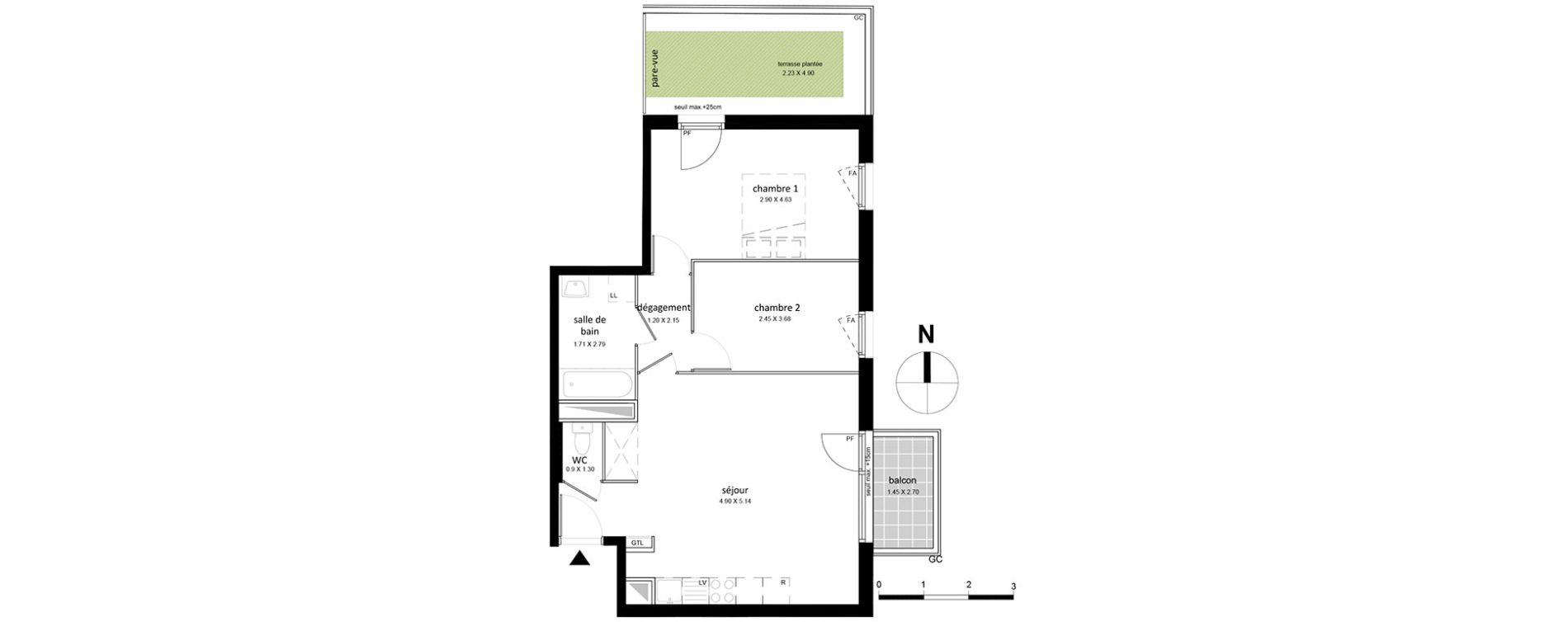 Appartement T3 de 59,37 m2 &agrave; Livry-Gargan Centre