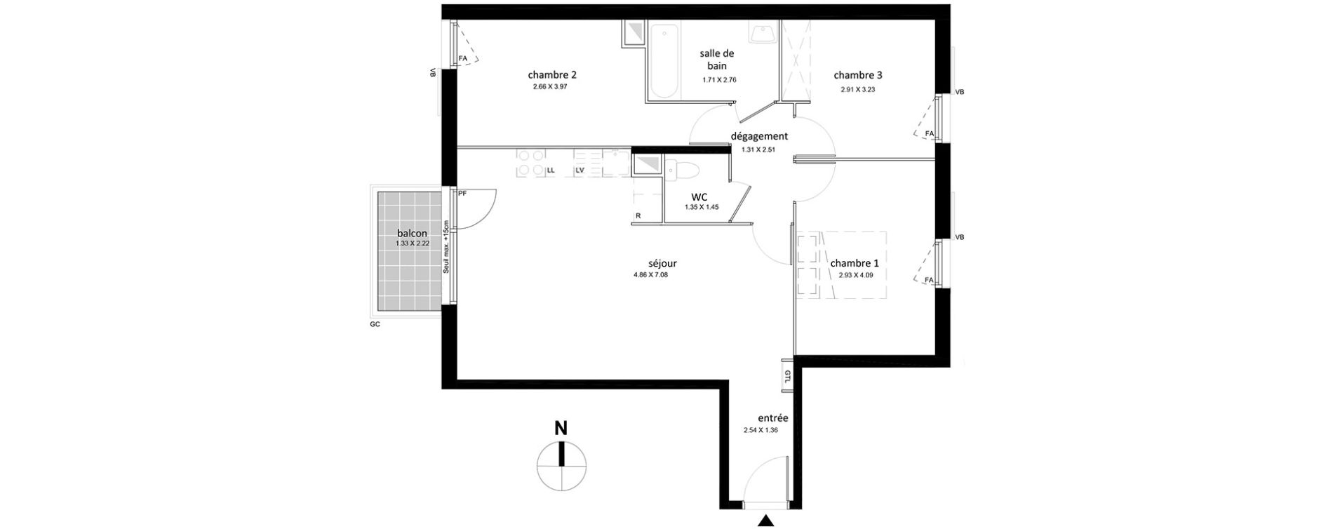 Appartement T4 de 75,64 m2 &agrave; Livry-Gargan Centre