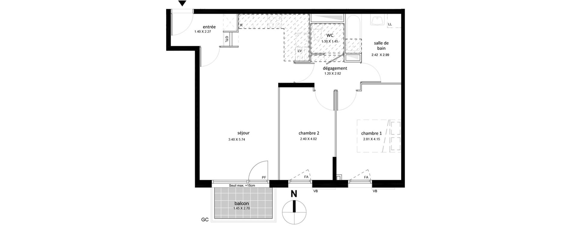 Appartement T3 de 61,70 m2 &agrave; Livry-Gargan Centre