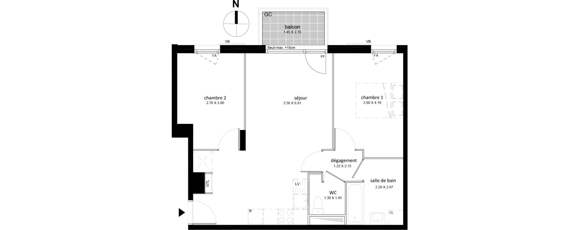 Appartement T3 de 57,81 m2 &agrave; Livry-Gargan Centre