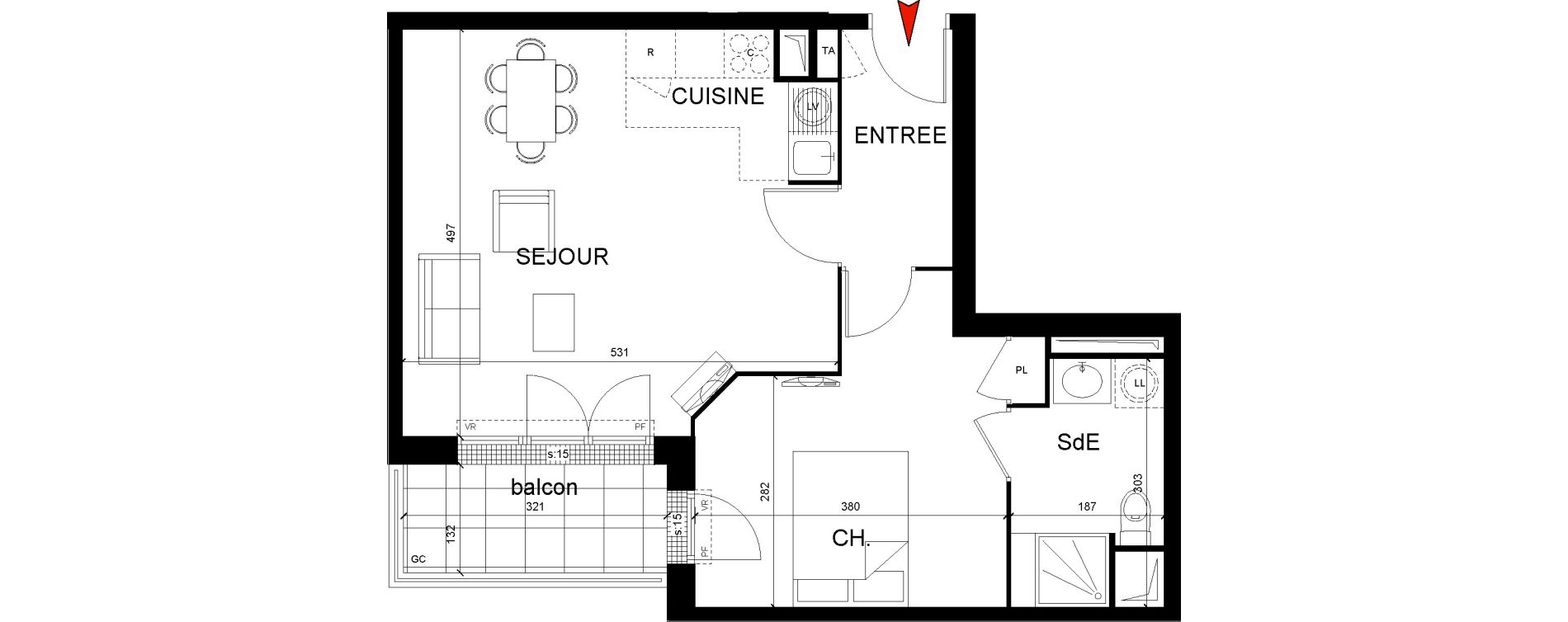 Appartement T2 de 46,39 m2 &agrave; Montfermeil Centre