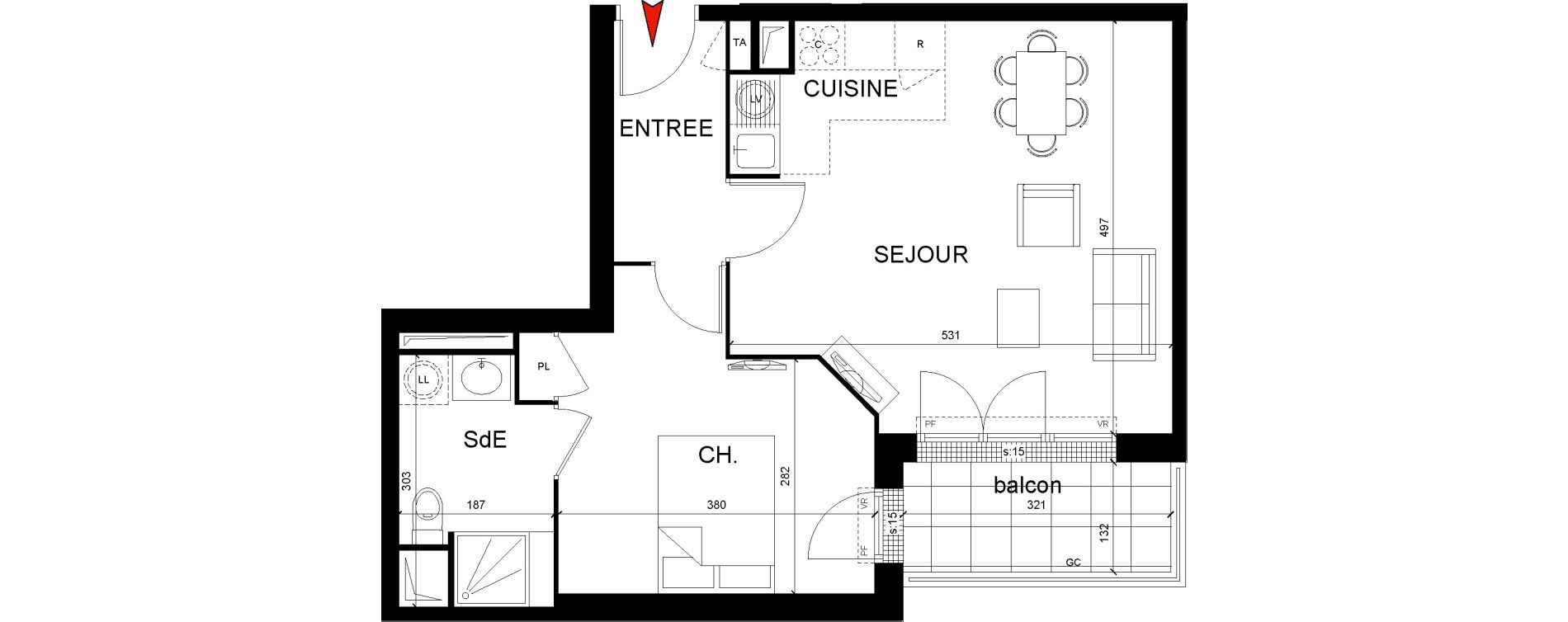 Appartement T2 de 45,79 m2 &agrave; Montfermeil Centre