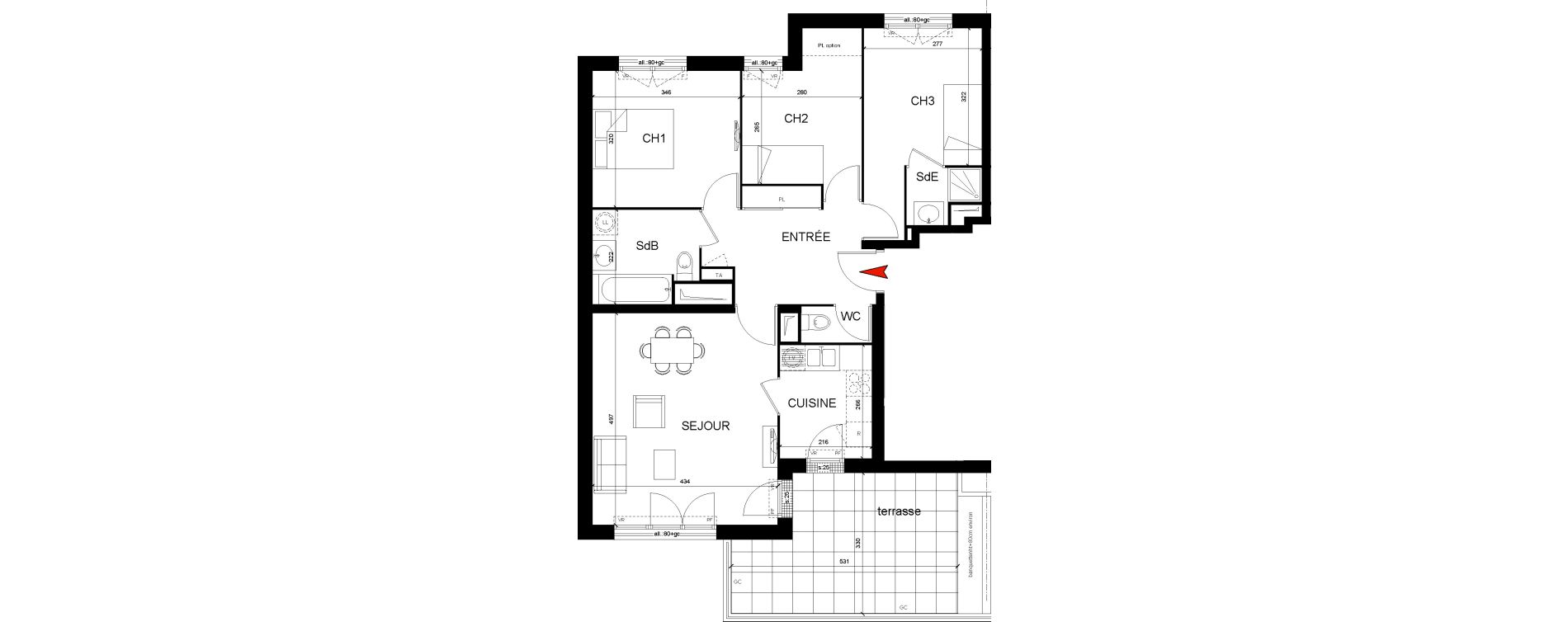 Appartement T4 de 76,08 m2 &agrave; Montfermeil Centre