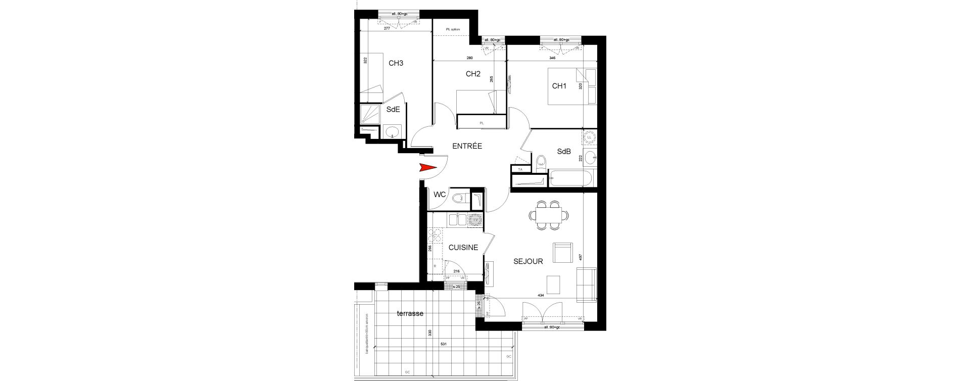 Appartement T4 de 76,08 m2 &agrave; Montfermeil Centre