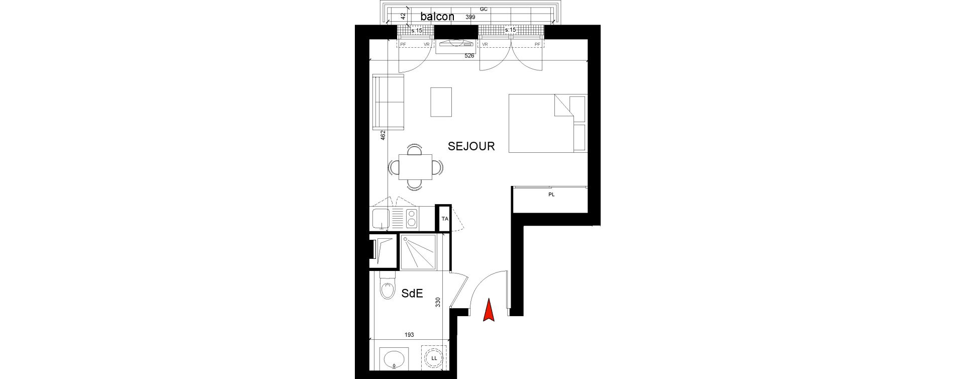Appartement T1 de 31,55 m2 &agrave; Montfermeil Centre