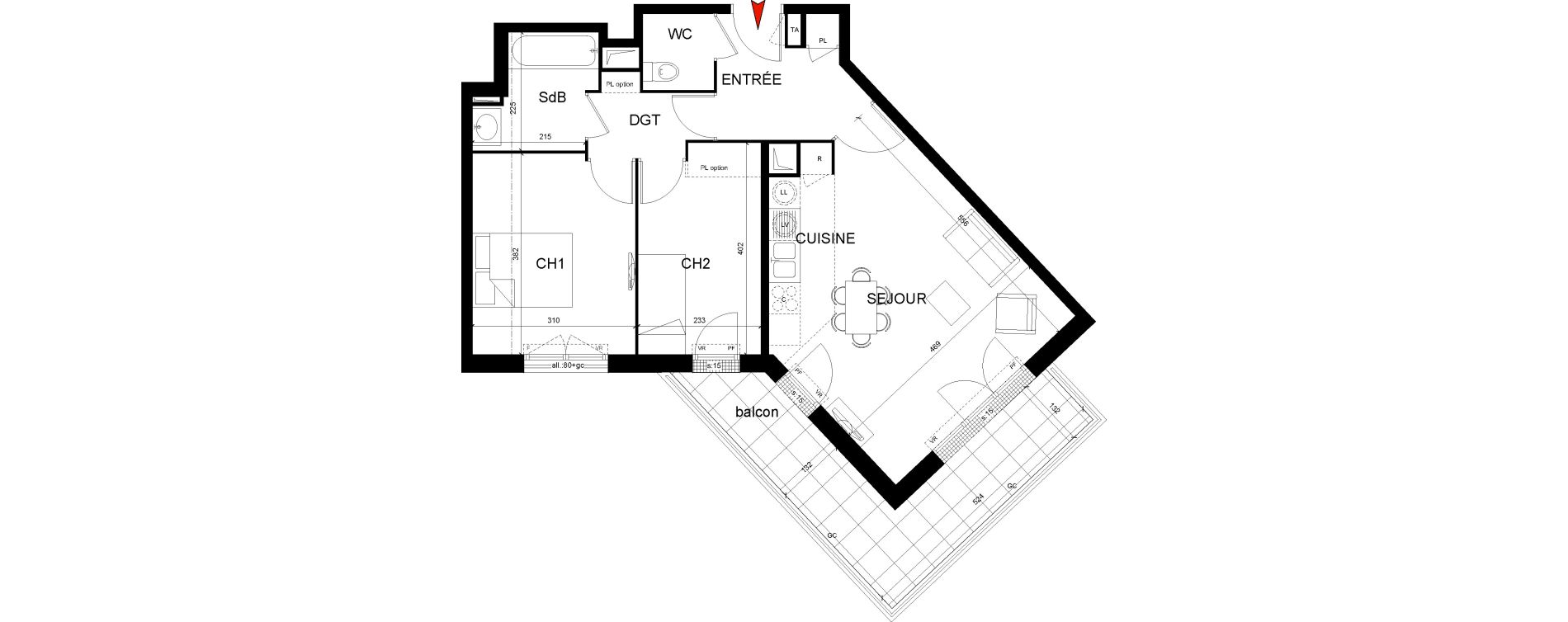 Appartement T3 de 60,04 m2 &agrave; Montfermeil Centre
