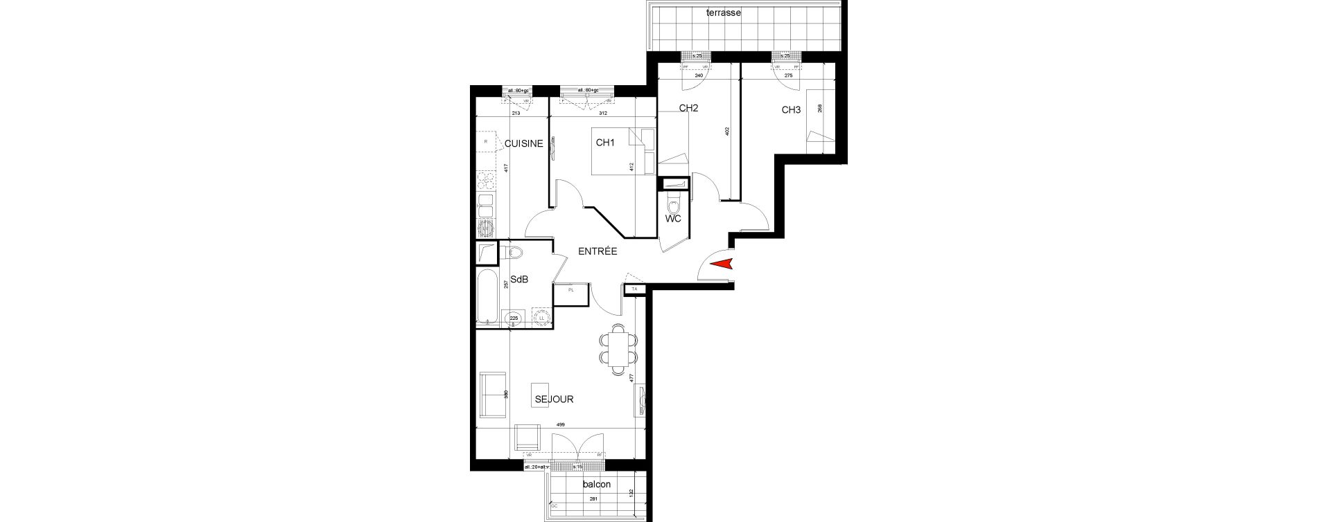 Appartement T4 de 77,18 m2 &agrave; Montfermeil Centre