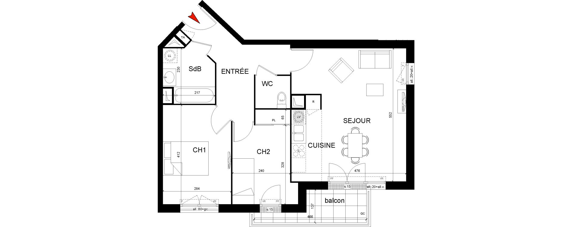 Appartement T3 de 62,06 m2 &agrave; Montfermeil Centre