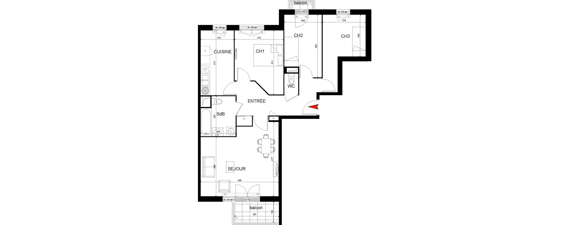 Appartement T4 de 77,18 m2 &agrave; Montfermeil Centre